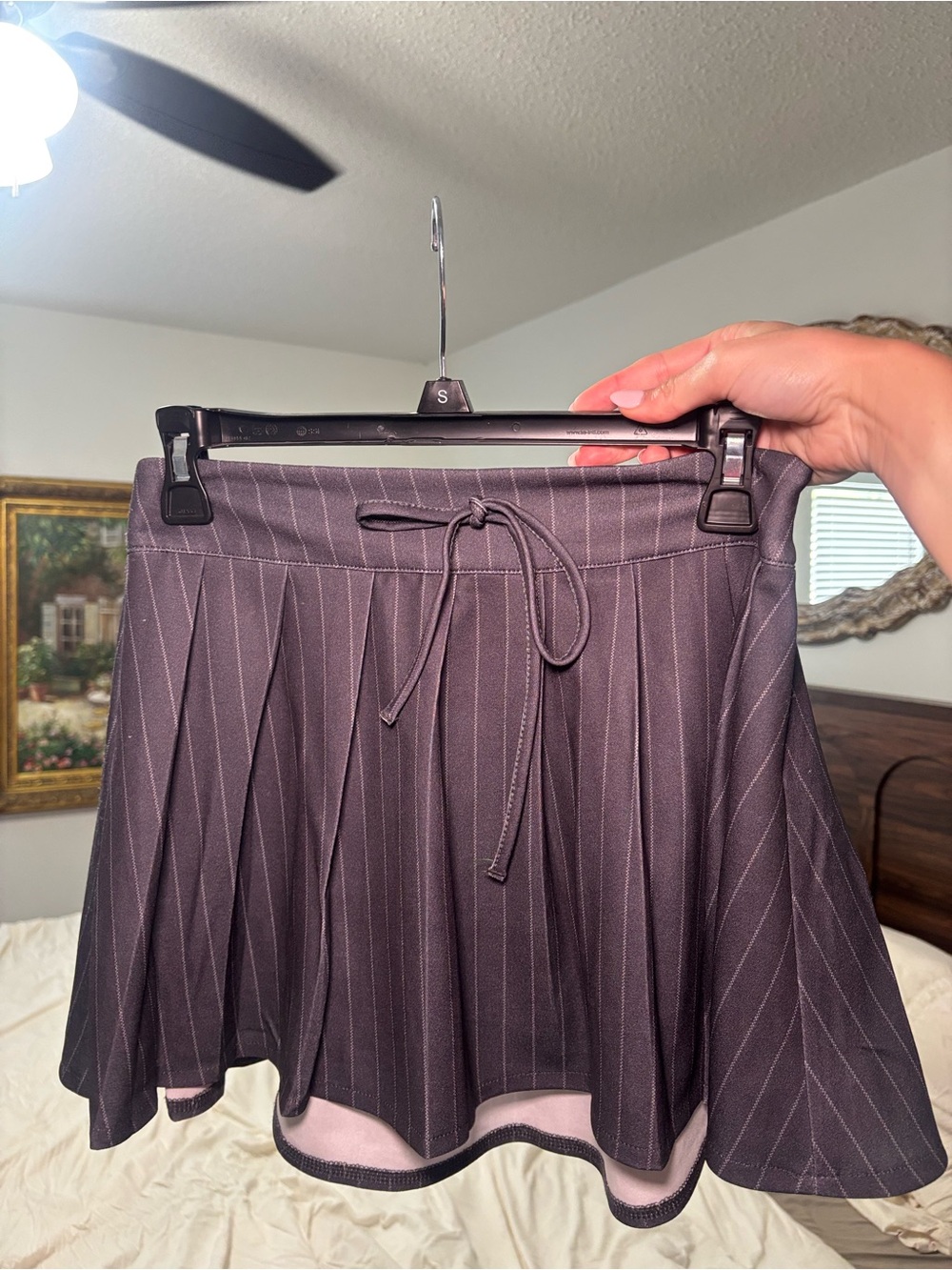 Sincerely Jules Gray Pinstripe Pleated Mini Skirt